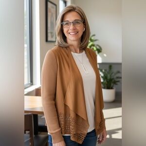 Western Faux Suede sweater with eyelet cutout by Westport 1962 Size Medium